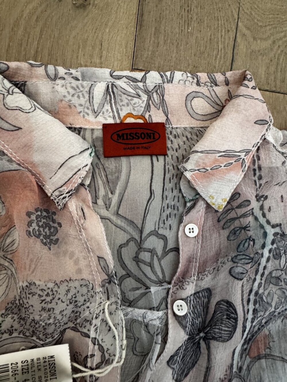 NWT Missoni Women Size 40 (M) Orange tag Multicolor Silk Chiffon Shirt - Picture 12 of 14